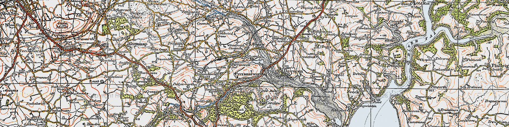 Old map of Perranwell Station in 1919