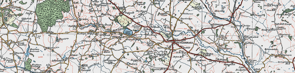 Old map of Pershall in 1921