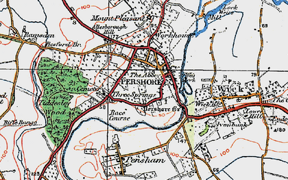 Old map of Pershore in 1919