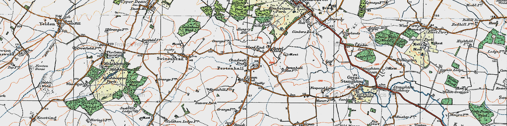 Old map of Pertenhall in 1919