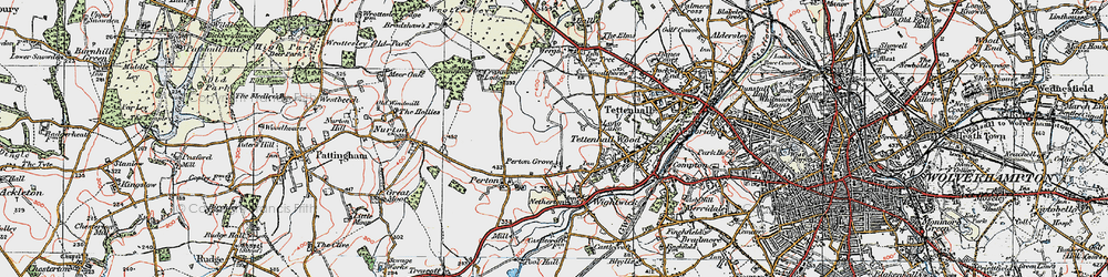 Old map of Perton in 1921