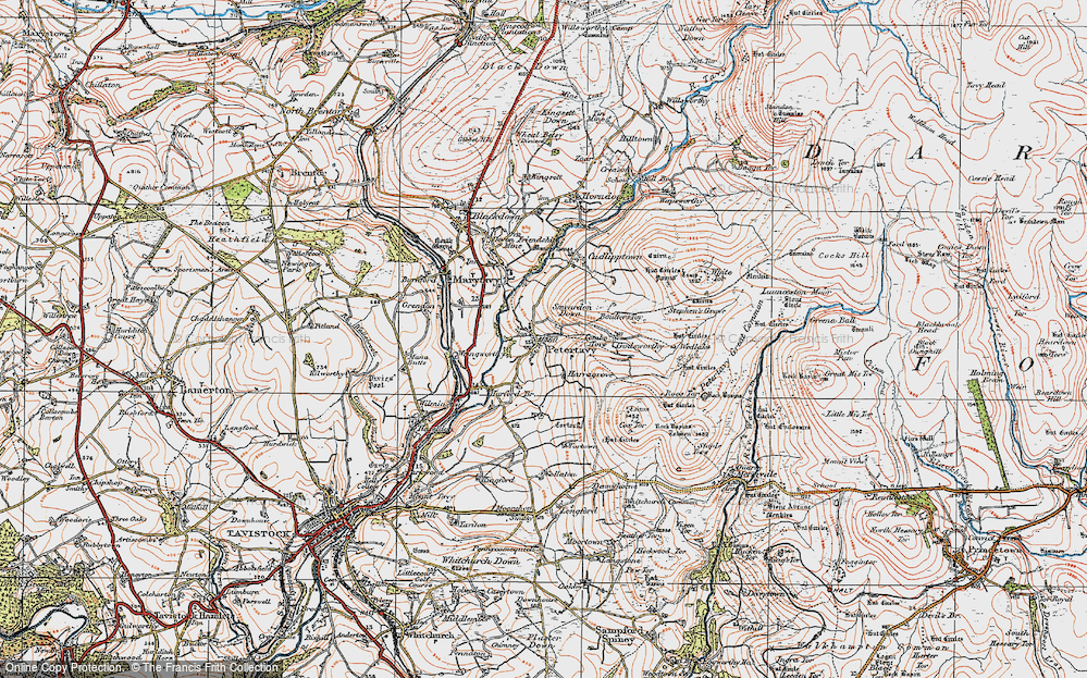 Old Map of Peter Tavy, 1919 in 1919