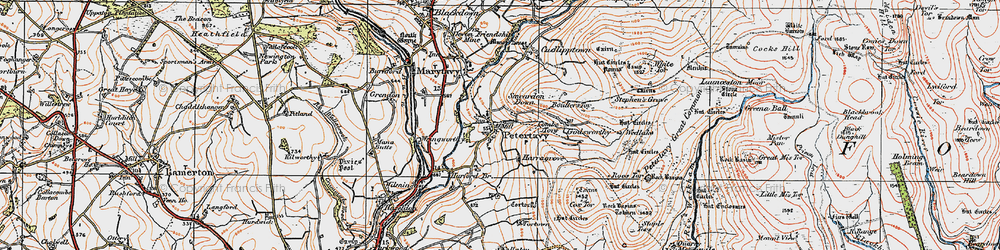 Old map of Peter Tavy in 1919