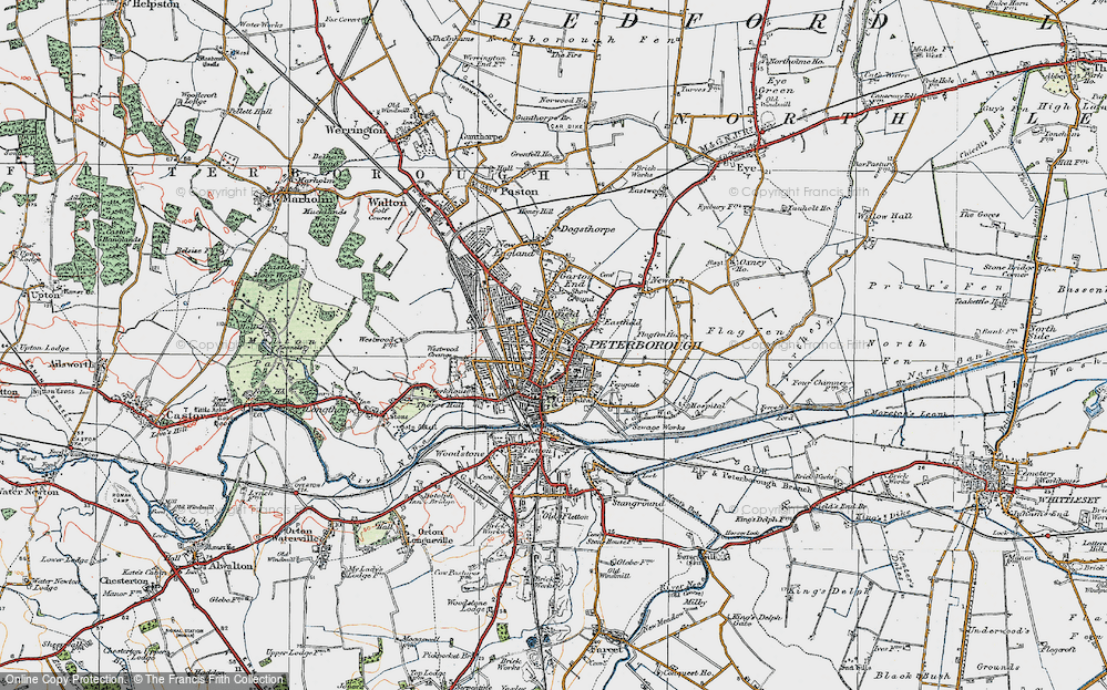 Old Map of Peterborough, 1922 in 1922