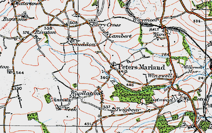 Old map of Peters Marland in 1919