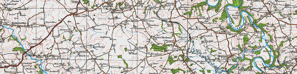 Old map of Peters Marland in 1919
