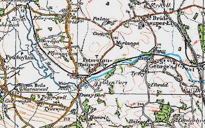 Old map of Peterston-super-Ely in 1922
