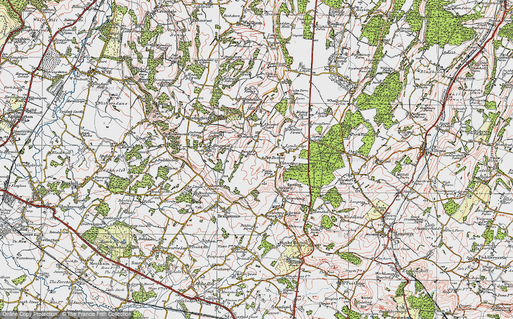 Old Map of Pett Bottom, 1920 in 1920