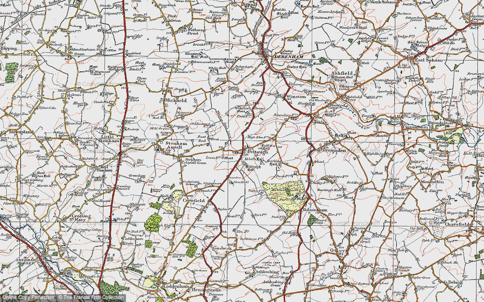 Old Map of Pettaugh, 1921 in 1921