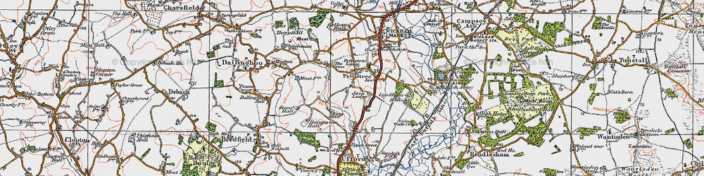 Old map of Pettistree in 1921