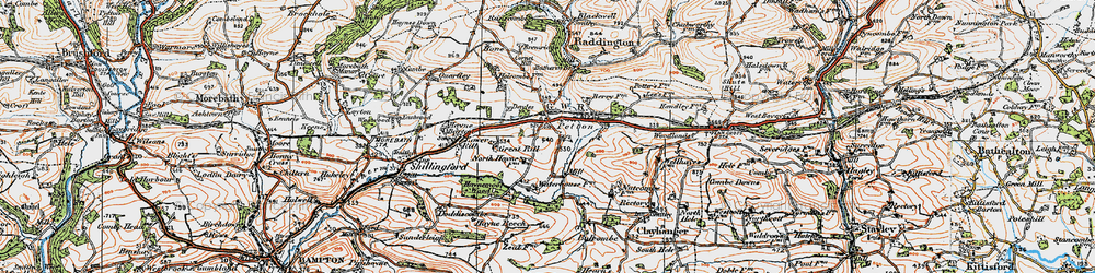 Old map of Petton in 1919