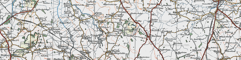 Old map of Petton in 1921