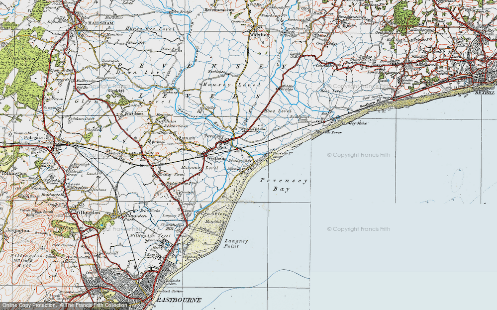 Old Map of Pevensey Bay, 1920 in 1920