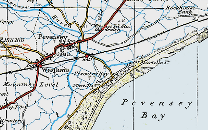 Old map of Pevensey Bay in 1920