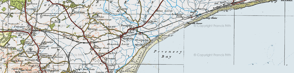 Old map of Pevensey Bay in 1920