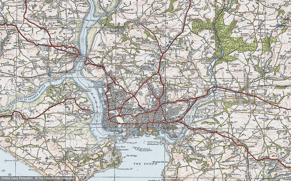 Old Map of Peverell, 1919 in 1919