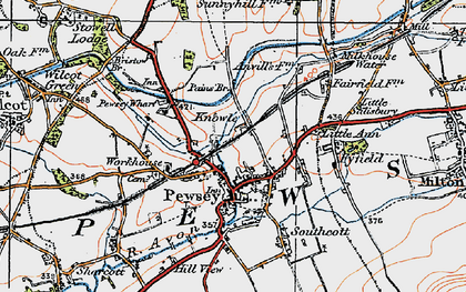 Old map of Pewsey in 1919
