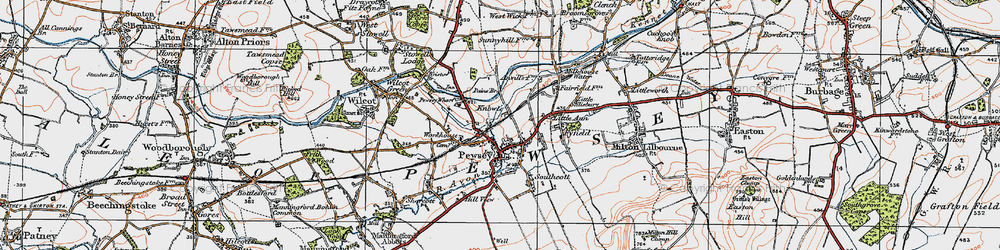 Old map of Pewsey in 1919