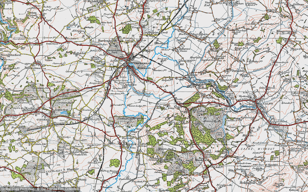 Old Map of Historic Map covering Wiltshire College (Lackham) in 1919