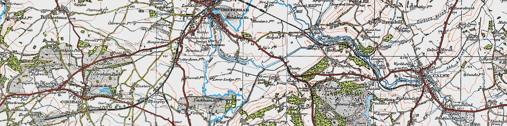 Old map of Pewsham in 1919