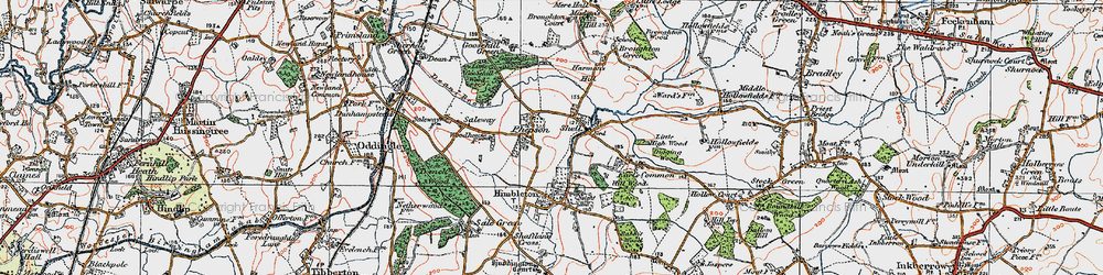 Old map of Phepson in 1919