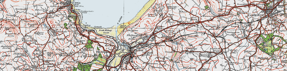 Old map of Phillack in 1919