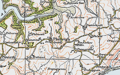 Old map of Ardevora Veor in 1919