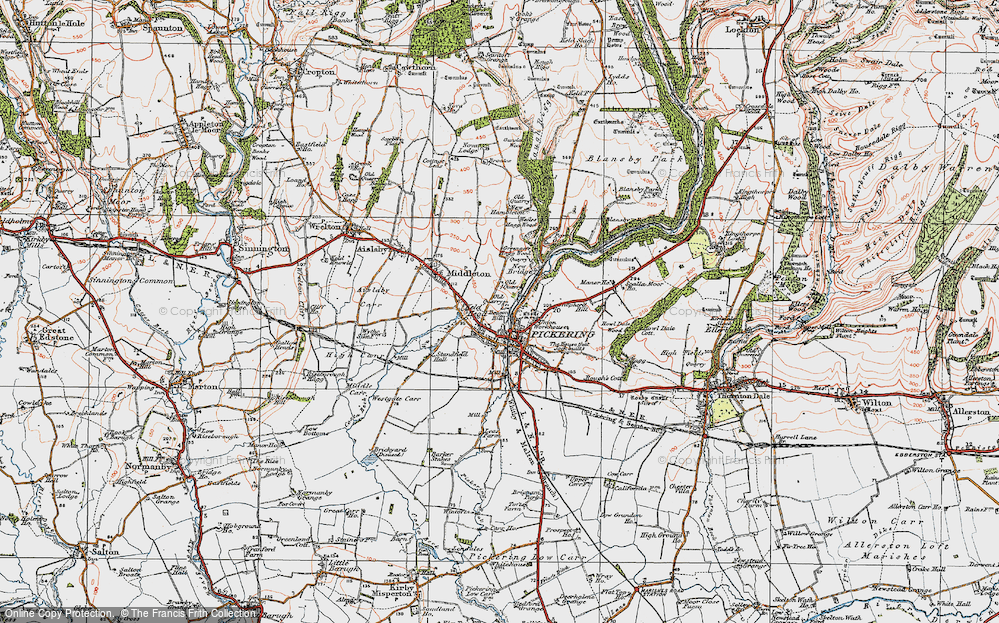 Old Map of Historic Map covering Westgate Carr in 1925