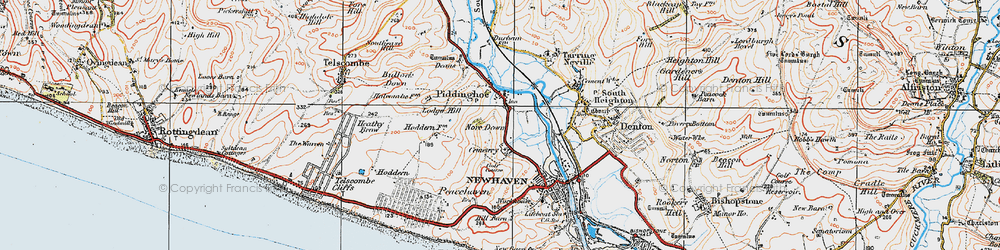 Old map of Piddinghoe in 1920
