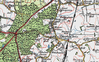 Old map of Piercing Hill in 1920