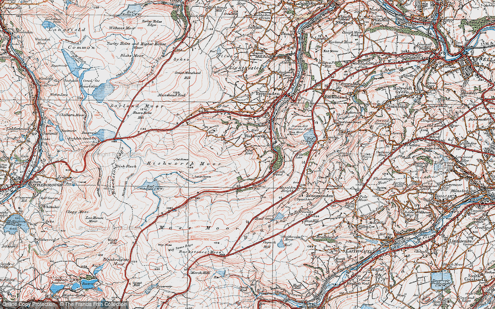 Old Map of Historic Map covering Blackwood Common in 1925