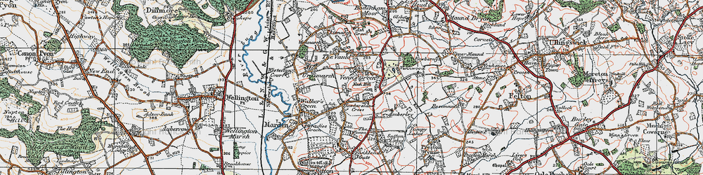 Old map of Pikestye in 1920