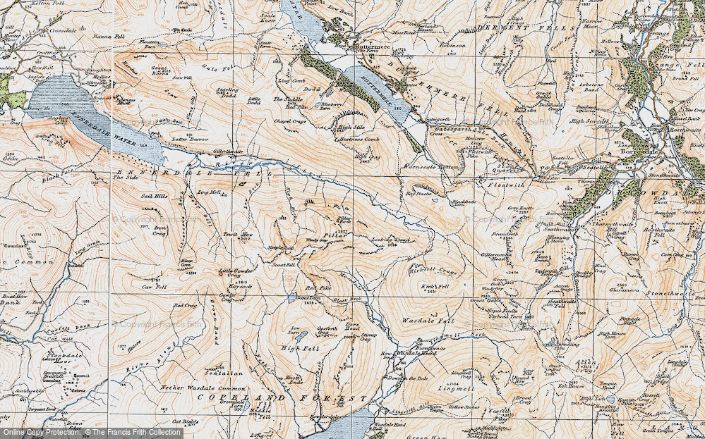 Old Map of Historic Map covering Burtness Combe in 1925