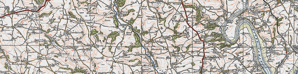 Old map of Pillaton in 1919