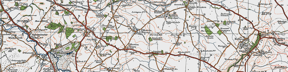 Old map of Pillerton Hersey in 1919