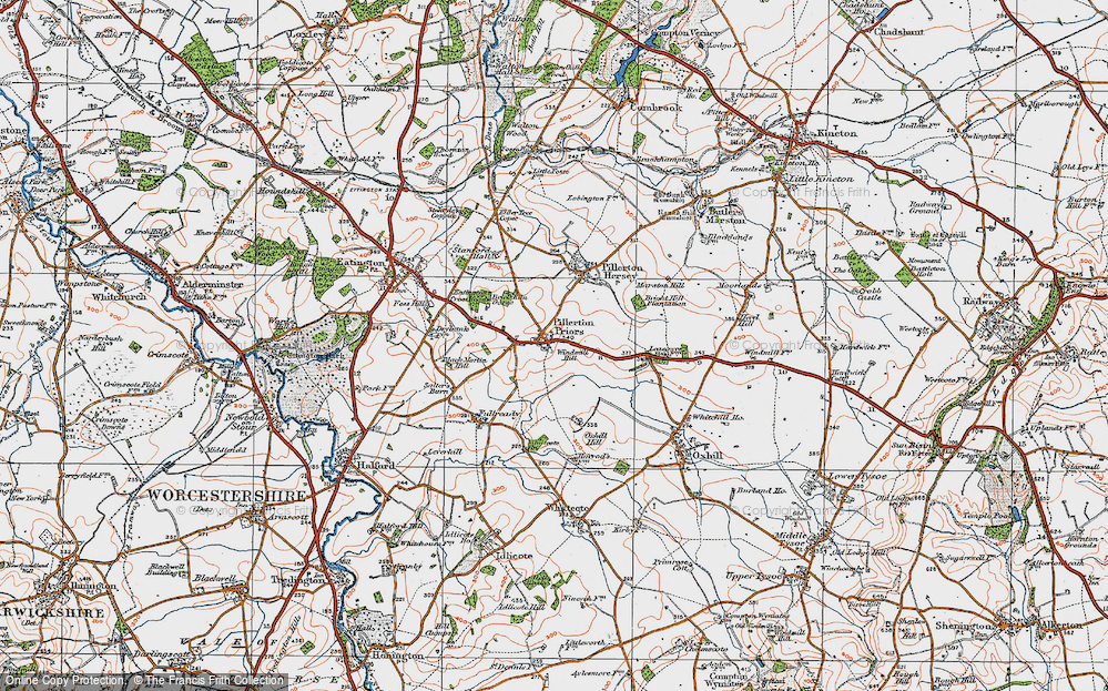 Old Map of Pillerton Priors, 1919 in 1919