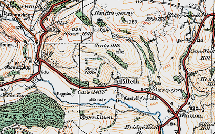 Old map of Pilleth in 1920