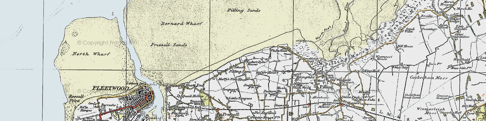 Old map of Wyre-Lune Wildfowl Sanctuary in 1924