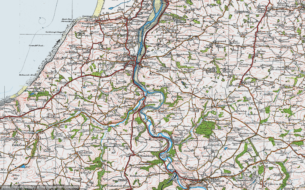 Old Map of Historic Map covering Tarka Trail in 1919