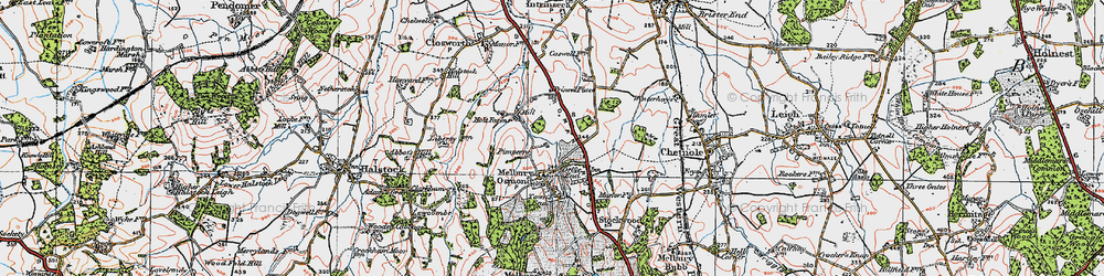 Old map of Pimperne in 1919