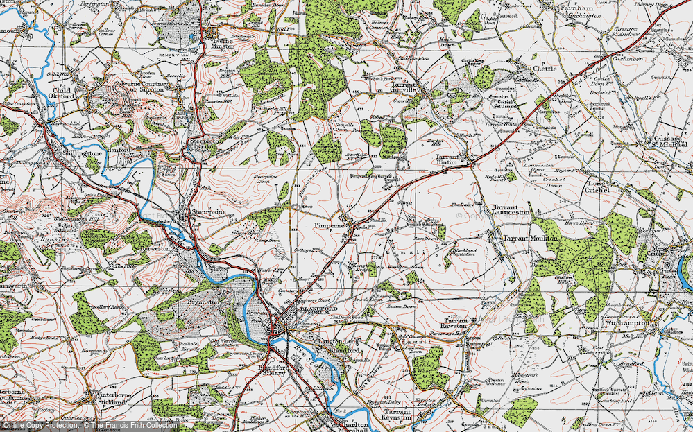 Old Map of Pimperne, 1919 in 1919