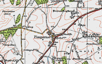 Old map of Pimperne in 1919