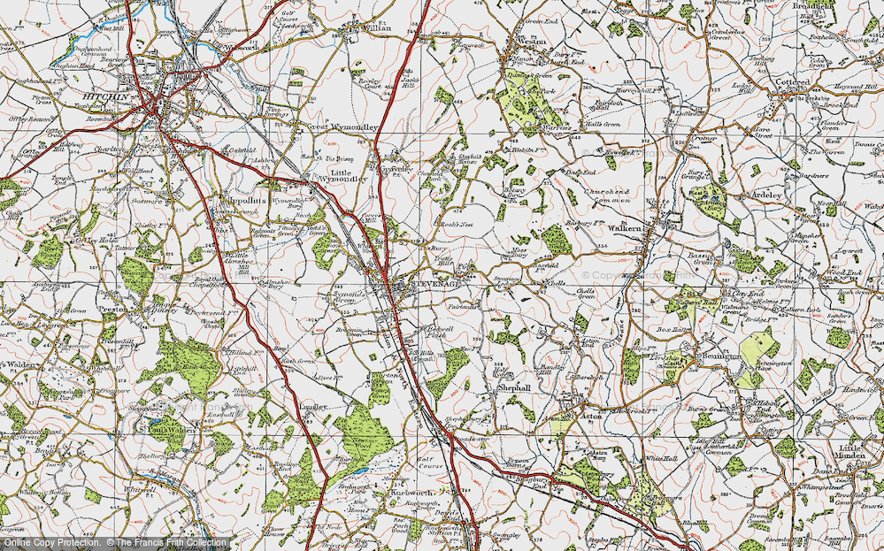 Old Map of Pin Green, 1920 in 1920