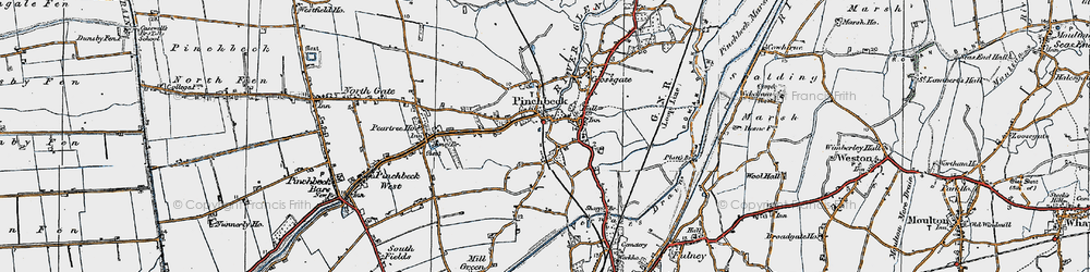 Old map of Pinchbeck in 1922