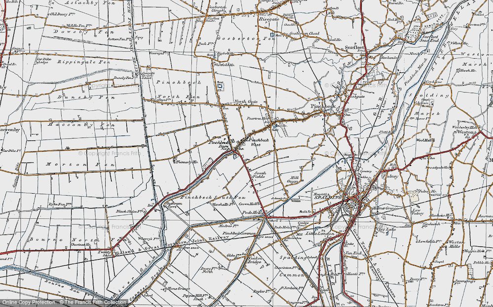 Old Map of Pinchbeck West, 1922 in 1922