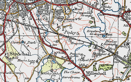 Old map of Pinley in 1920