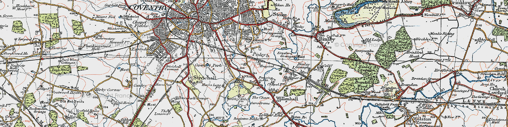 Old map of Pinley in 1920