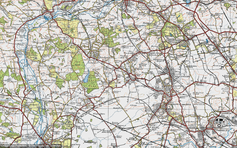 Old Map of Pinner, 1920 in 1920