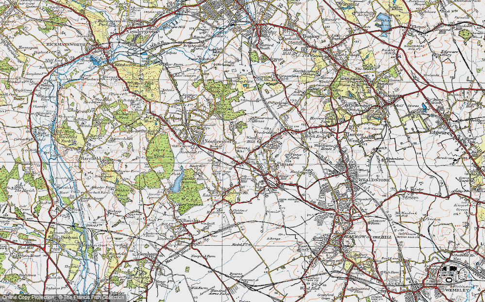 Old Map of Pinner Green, 1920 in 1920