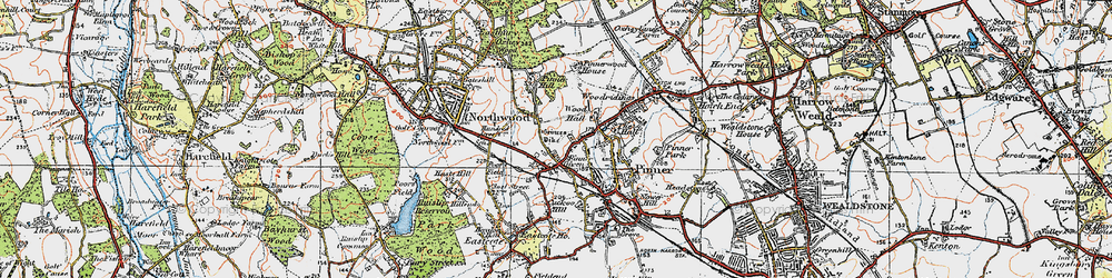 Old map of Pinner Green in 1920